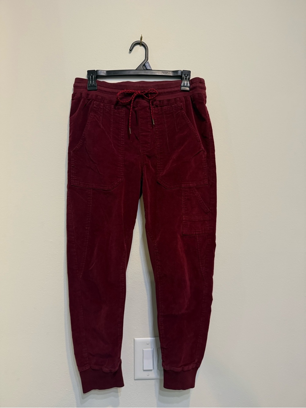 Anthropologie Men's Corduroy Jogger Pants in Burgundy